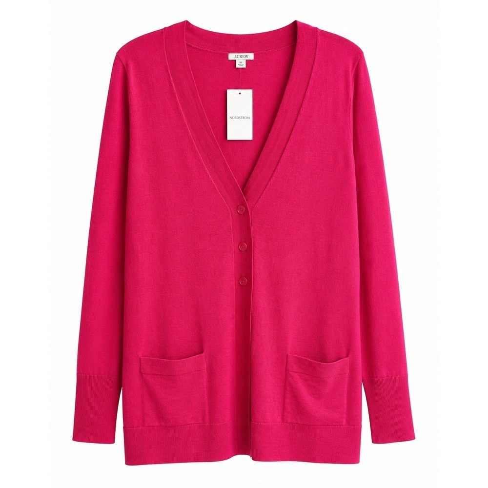 NWT Halogen Merino Wool Cardigan XL Raspberry V-Neck Button Front Nordstrom $69